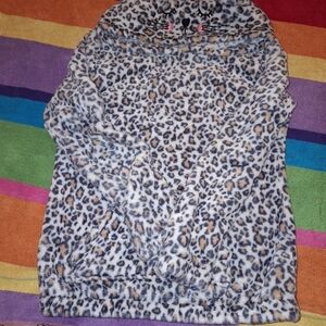 Wallflower Kids Cheetah Print Cat Fleece Hoodie Medium